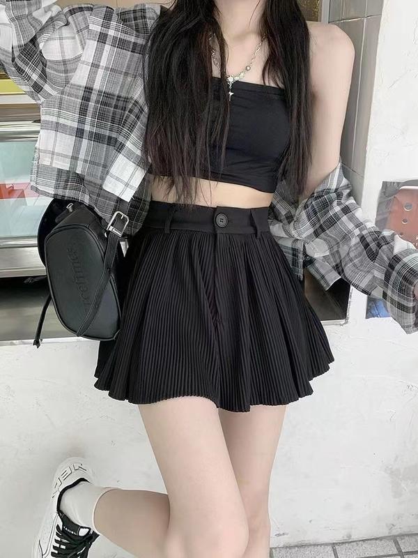 Product Introduction of M-4XL Wide-Leg Skort 40-100kgluomandss in Stock Shorts Women 2023 New Summer Outerwear Summer Pleated A- line Skirt Women's Small High Waist Wide-Leg Skort plus Size Extra Large Size Oversize Fat Big Size Women Shorts Bottom Pants Style Lingerie 20