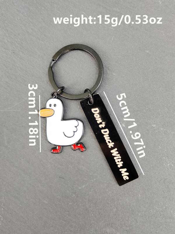 Cute Cartoon Duck Stainless Steel Keychain, Fashion Letter Engraving Slogan Metal Keychain, Backpack Messenger Bag Decoration, Cute Accessories, Couple Gifts, Creative Gifts, Valentine's Day, Gift 5