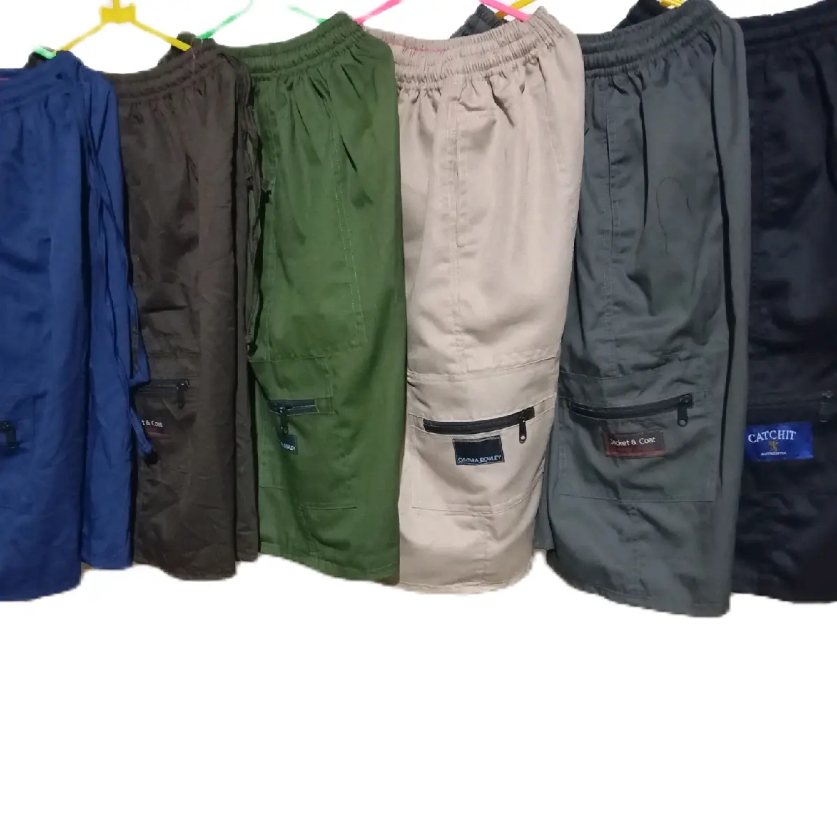 celana kolor katun Jumbo paket 3pcs,  3/4 dobel mistak Resleting, Katun Santai Polos