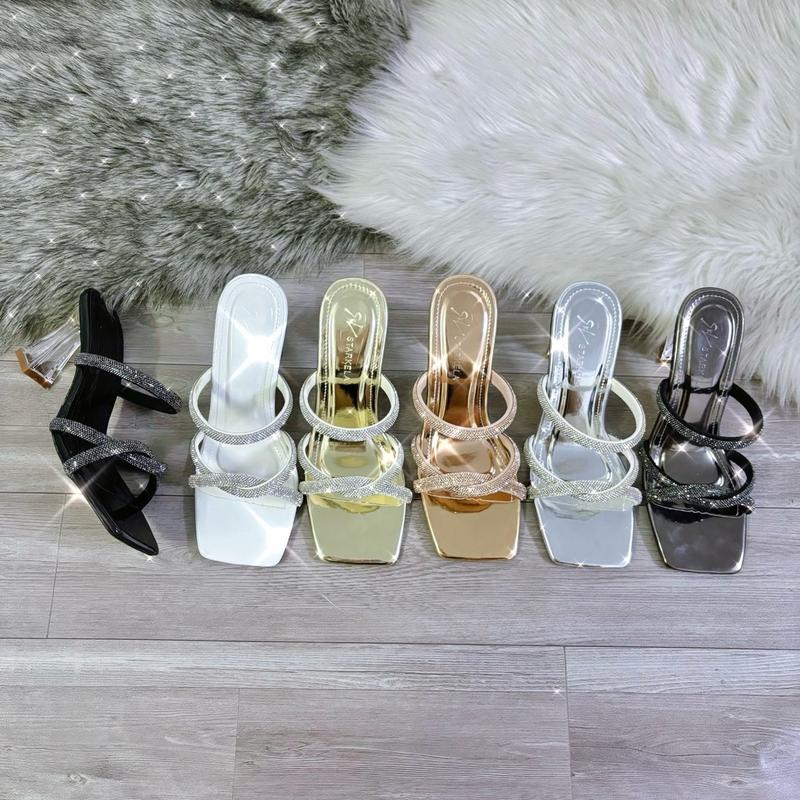 CÓ HỘP Dép cao gót 5-7-9cm quai xoắn và quai ngang ôm chân mũi vuông - Nữ giày cao