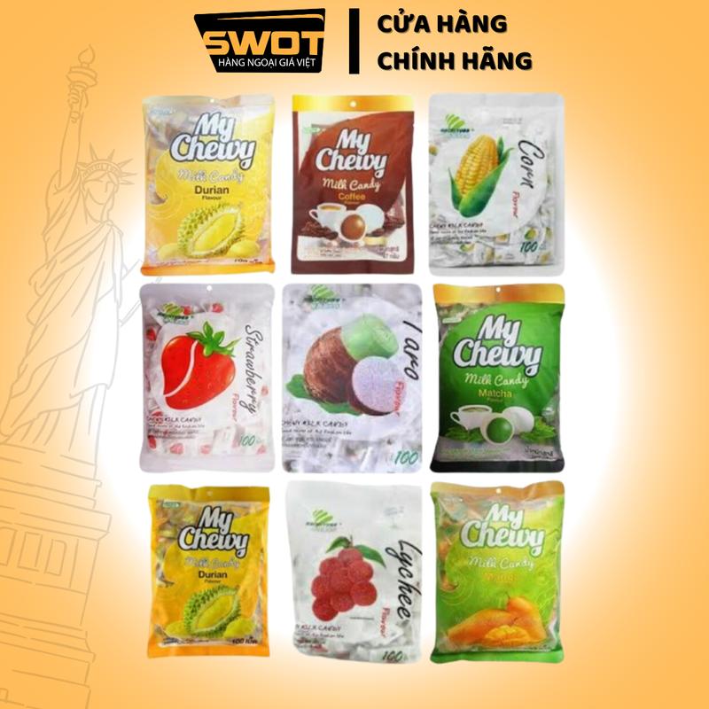 Kẹo Dẻo Chewy 360g kẹo trái cây Các Loại của Thái Lan, mềm ngọt vị sữa bên ngoài, Viên kẹo dẻo thơm vị trái cây bên trong, Candy một món ăn vặt phù hợp đến mọi người Snack Food - SWOT