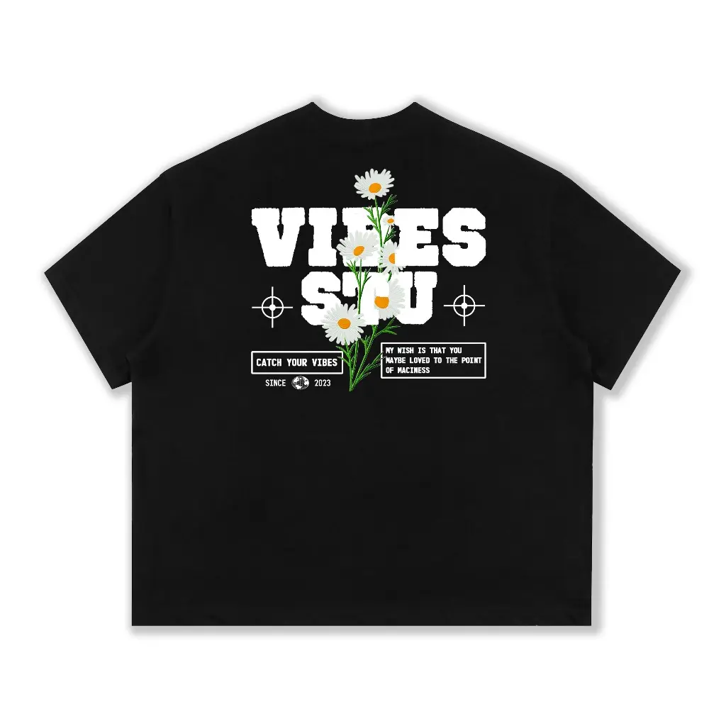 Áo Thun Local Brand VIBESTU " Daisy Flower " Form Big Boxy Rộng Unisex 250Gsm 100% Cotton 240GMS Sản phẩm