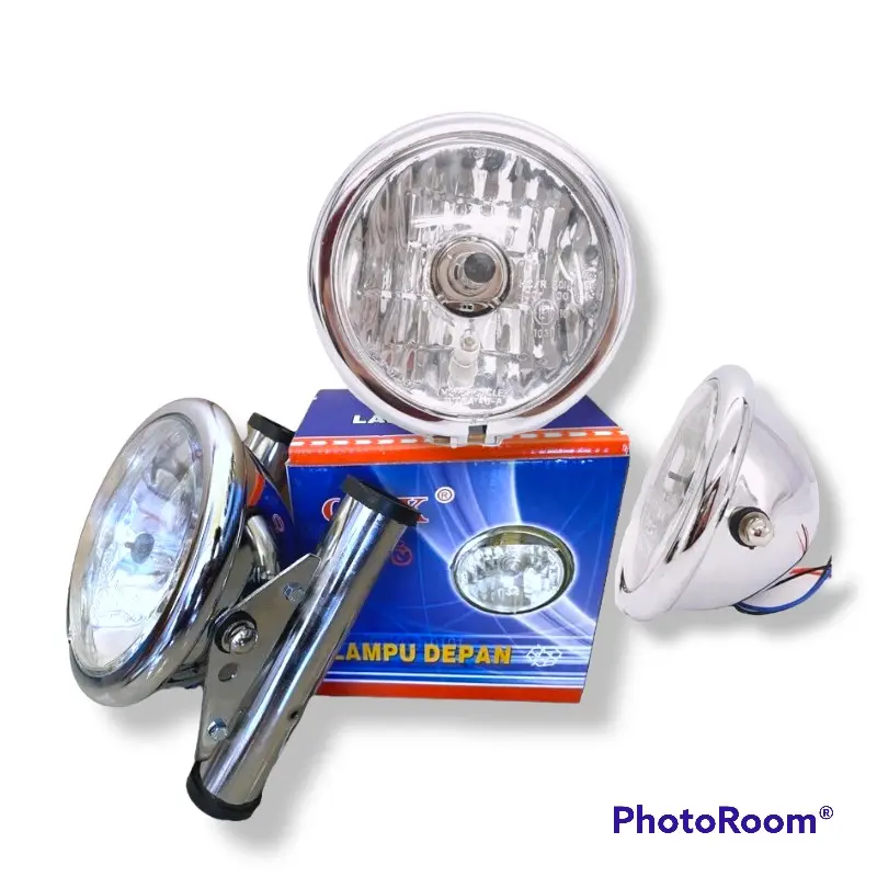 LAMPU DEPAN PESEK JUTE KACA BENING BATOK CROME
