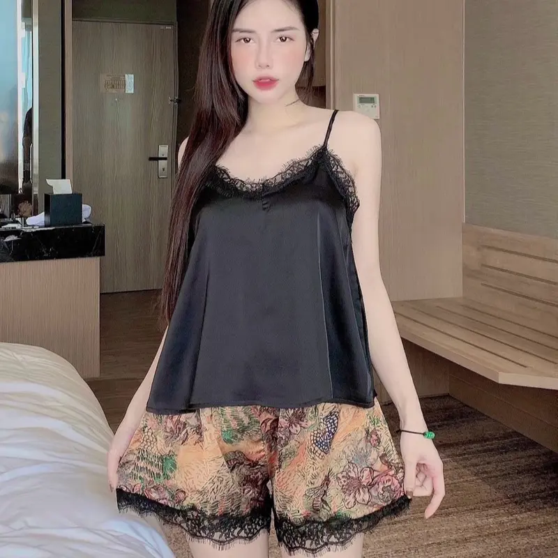 Đồ Bộ Ngủ Nữ Chất Lụa Latin Mềm Mịn Đùi Free size 40 - 60kg 6