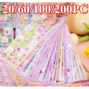 Stiker DIY 20/60/100/ 200 Lembar Glitter Iridescent - Untuk Journal, Scrapbook, Dekorasi Projek Kreatif