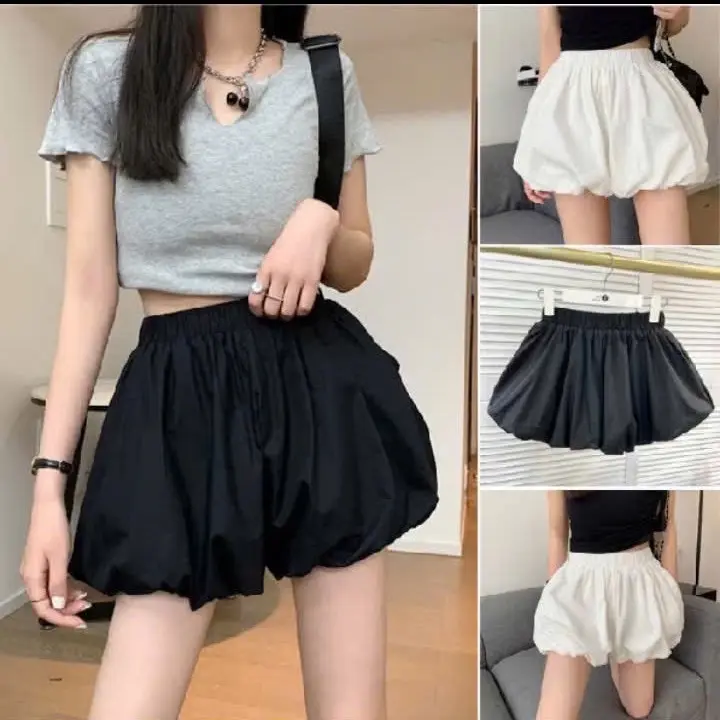 Quần Đùi Bí Nữ Dáng Phồng 2 lớp vải lụa đẹp mặc siêu xinh