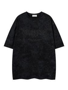 Camiseta de manga corta con estampado de estrellas para hombre, camiseta holgada informal cómoda con cuello redondo para el verano, camiseta para hombre de moda para uso diario, ropa de calle