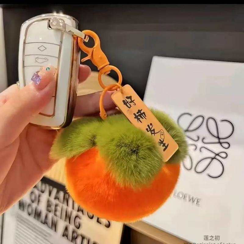 Rex Rabbit Small Persimmon Car Keychain Women's Bag Pendant Good Persimmon Happening Plush Pendant Gift 2