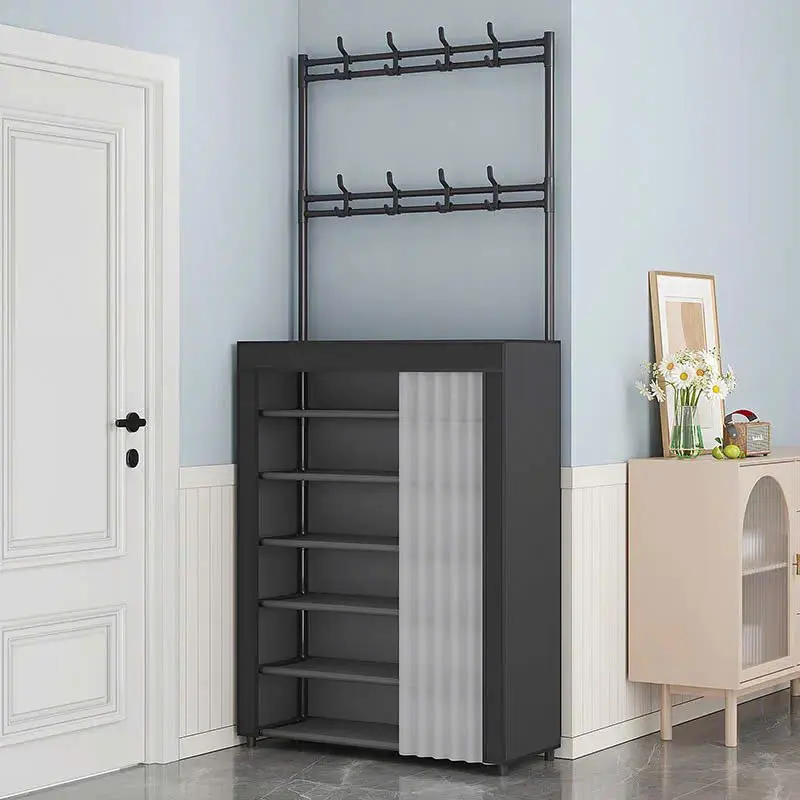 Kệ Để Giày Dép 6 Tầng Đa Năng Ykahouse Khung Kim Loại Kèm Rèm Chống Bụi Bẩn - Kitchen rak  ji ke  dung kedung  giay kệ  để kệ  6 treo  đồ Lắp Ráp kệ  để kệ  để kệ  để kệ  hàng kệ  sắt 1