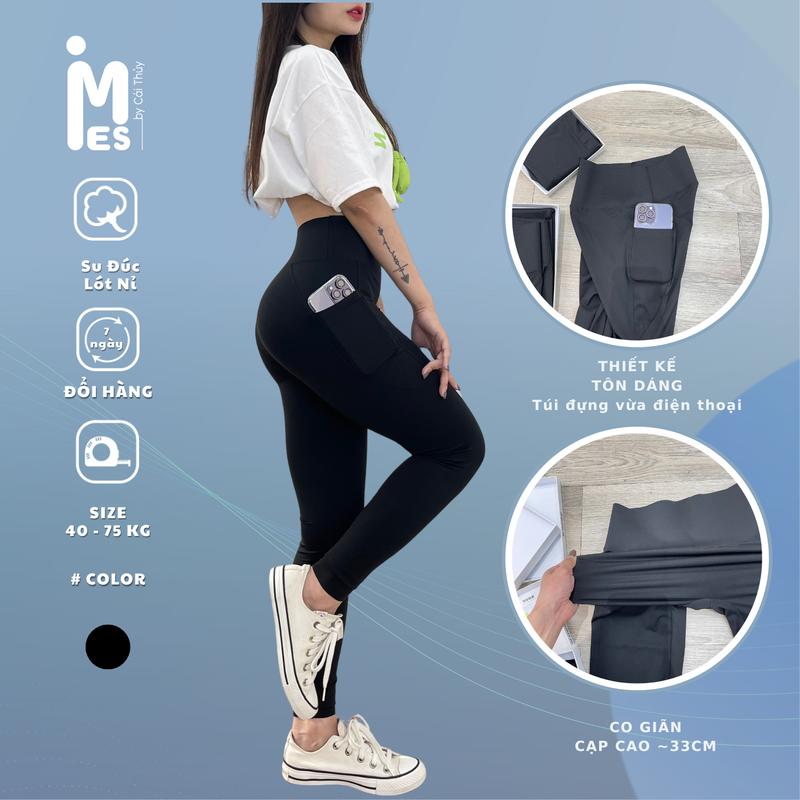 Quần Legging có túi hông đựng Điện thoại chất Đúc su kim cương cạp cao quần thể thao có thể mặc đi tập Yoga 1888 IMES SHOP Đồng Sport quần legging thể thao Nam Nữ