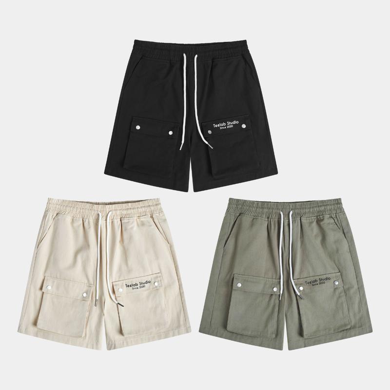 Quần Shorts Teelab Kaki Basic Logo 2 túi hộp Unisex Form Oversize Local Brand PS060