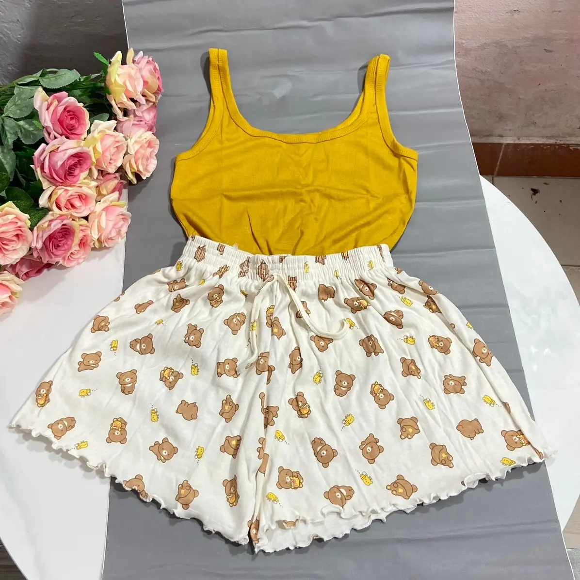 Bộ mặc nhà thun COTTON dây to nhiều màu bộ ngủ Áo Quần Nữ ngủ Nhung Women Top Quần Ngủ | BigBuy360 - bigbuy360.vn