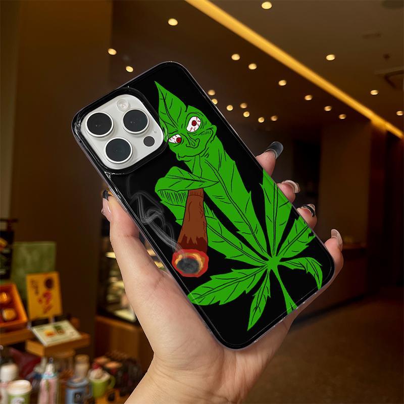 Cartoon Leaf Pattern Phone Case, Cute Phone Protective Cover, Phone Accessories Compatible with iPhone 15 14 13 12 Plus Pro Max Series 1