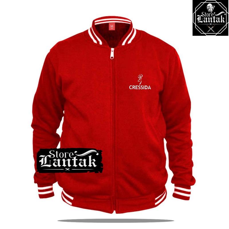 Varsity Resleting Cressida Keren  Text Putih Jaket Pria Wanita Keren Oversize Cewek Cowok Wanita Keren Oversize Cewek Cowok 5