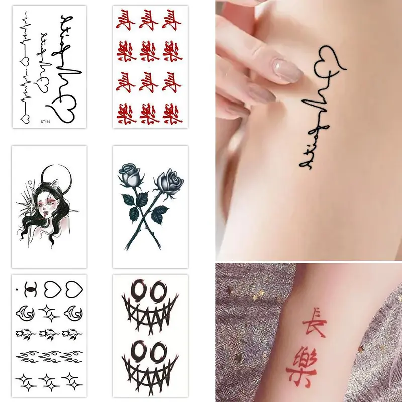 Miếng Dán Hình Xăm Hoa Hồng Mặt, Lâu Trôi, Không Thấm Nước, L8S1 1