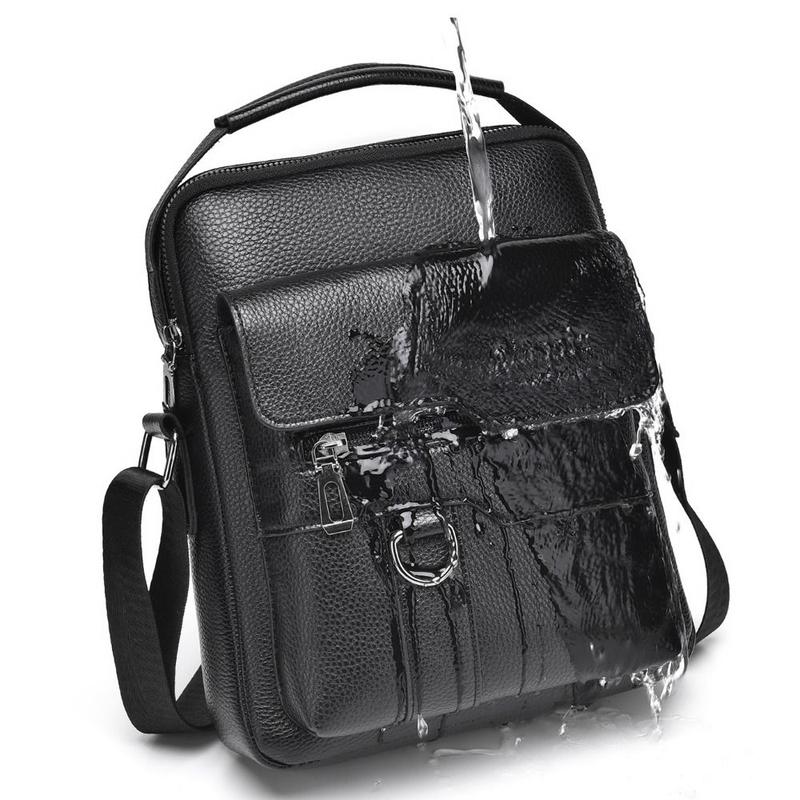 Product Introduction of Casual Solid Color Men's Business Shoulder Bag Flap PU Leather Travel Crossbody Bag Waterproof Large Capacity Zipper Handbag 11