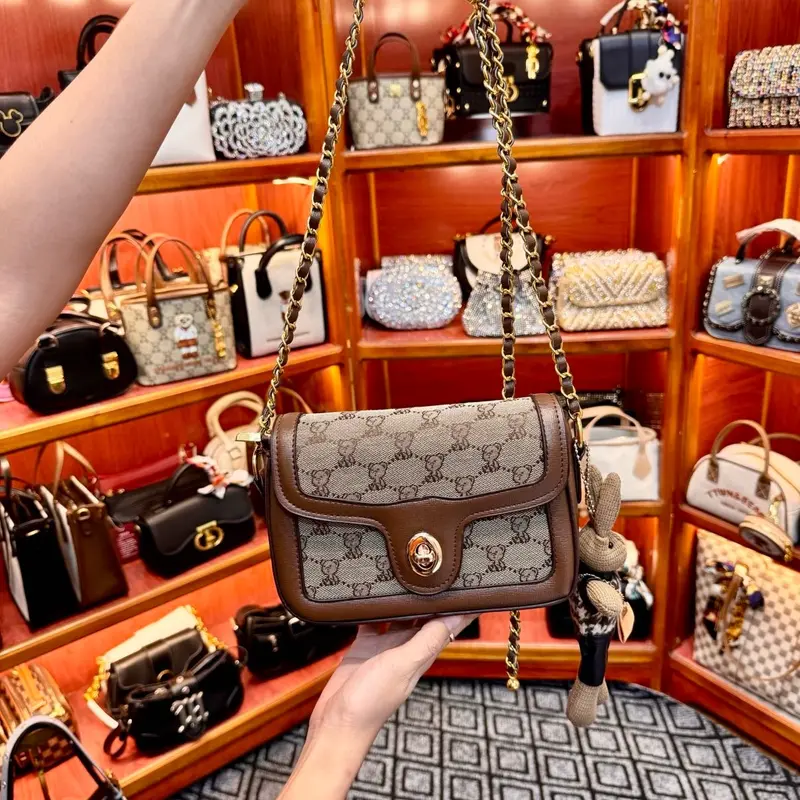 (Tặng thỏ bông)Túi xách nữ,túi đeo chéo,túi đeo vai,túi gấu khoá tròn-m10 Nhung Bag 3