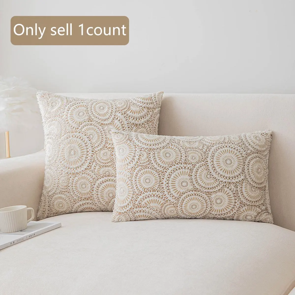 Solid Color Geometric Pattern Cushion Cover, 1 Count Exquisite Elegant  Throw Pillow Cover without Filler, Household Decoration Supplies for Home Living Room Sofa Hotel
