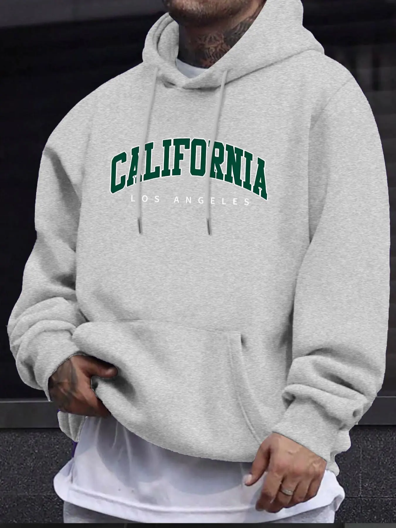 Men's Letter Print Drop Shoulder Hoodie, Fashion Casual Regular Fit Drawstring Pocket Hooded Sweatshirt for Daily Holiday Outdoor Wear, Men Clothes for Fall & Winter