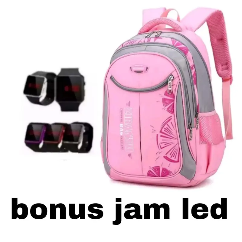 tas sekolah anak perempuan - tas anak cewek - tas anak perempuan - tas sport anak - ransel anak perempuan - tas punggung anak - tas ransel anak cewek  ( BONUS JAM LED ) Fashion 0
