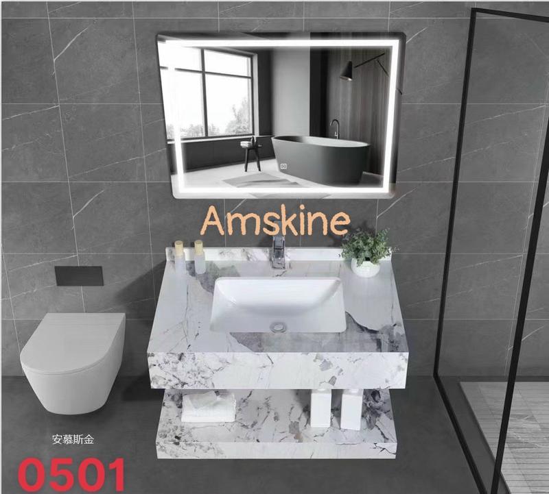 bộ lavabo bàn đá 2 tầng có kèm gương led , đá chống chày,KT DÀI 80CM RỘNG 50CM 1