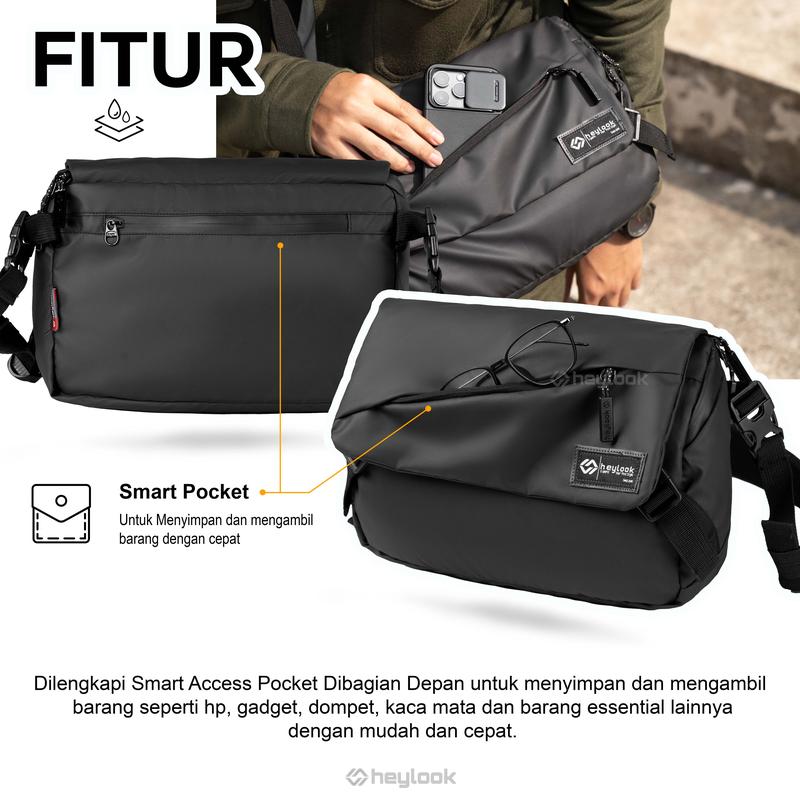 Product Introduction of HEYLOOK Official - Tas Selempang Pria VOLTA Sling Bag Cowok Waist Bag Water Resist Shoulder Bag Tas Slempang Laptop Anti Air Messenger Bag Terbaru Slingbag Waistbag 2