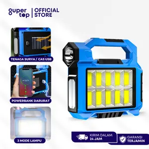 Senter Solar Portable Super Terang 3in1 Lampu Genggam Tenaga Surya + Powerbank Darurat Lampu Senter Outdoor Tahan Air Serbaguna