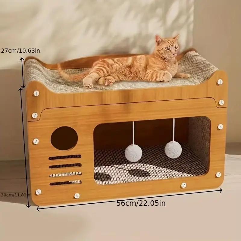Product Introduction of Cat Scratching Board, 1 Box Cat Scratcher with Cat Nest Style, Durable Cat Scratching Toy, Pet Furniture for Indoor Playing Sleeping 1