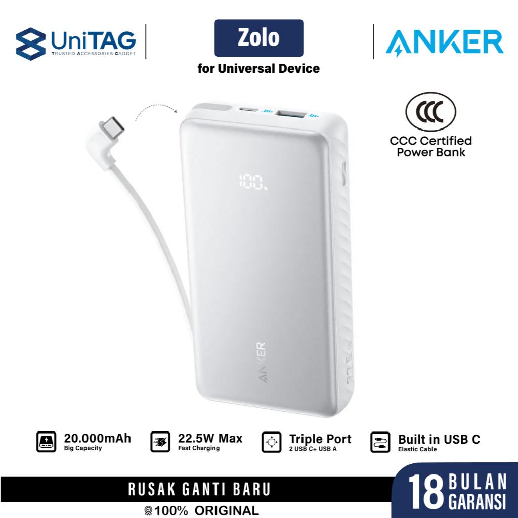 Anker Powerbank Built-in USB C Cable 10000mAh Zolo - White A110DH21