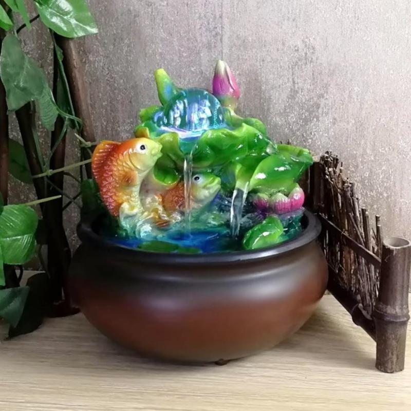 Thác nước phong thuỷ để bàn- cá chép vàng tài lộc vượt vũ môn vờn sóng song ngư-Thác nước phong thuỷ tiểu cảnh có điện đèn led máy bơm Decor Decor Phòng