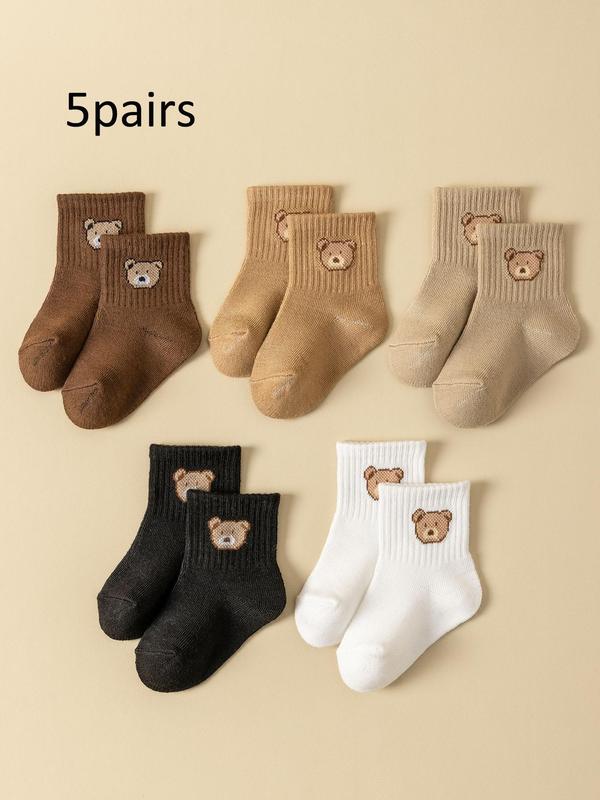 Unisex Baby's Cartoon Bear Pattern Crew Socks, Cute Comfy Breathable Socks for Infant Toddler Kids, Newborn Baby Socks,  Underwear 0