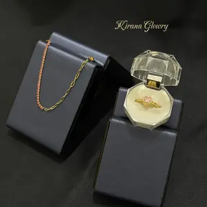 Gelang Klip Mata Deret Pink dan Cincin Hati Pink Permata Adjust Perhiasan Cantik Elegan Kekinian Bahan Titanium Kirana Glowry