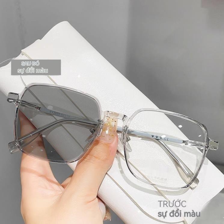 Kính râm chống tia uv Thay đổi màu sắc kính thời trang kính thủy tinh siêu truyền ánh sáng Phù hợp với phụ nữ mắt kính mát nữ chống tia uv Voi Kim Tuyến Kính Mắt Tròng Kính 6