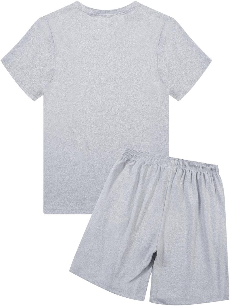 Product Introduction of 2 Piece Set Men's Solid Round Neck Tee & Drawstring Waist Shorts Set, Regular Fit Crew Neck Short Sleeve T-shirt & Pocket Shorts, Casual Fashion Cozy Breathable Men Two-piece Outfits for Summer 14