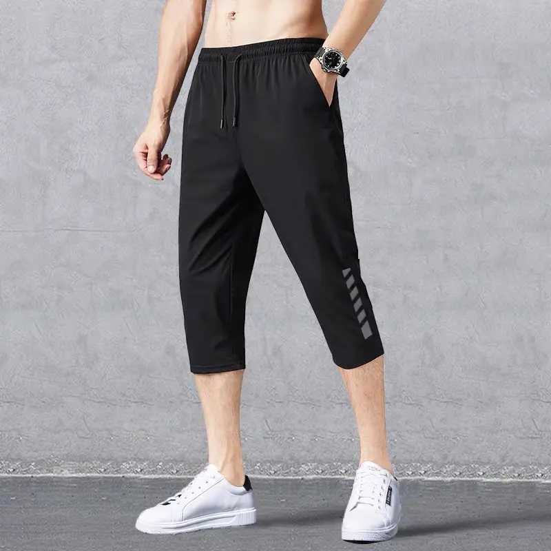 Running Cropped Shorts Men Sports Short Pants Fast Dry Seluar Sukan Pendek Tiga Suku 3/4 Lelaki Lutut Outdoor Women