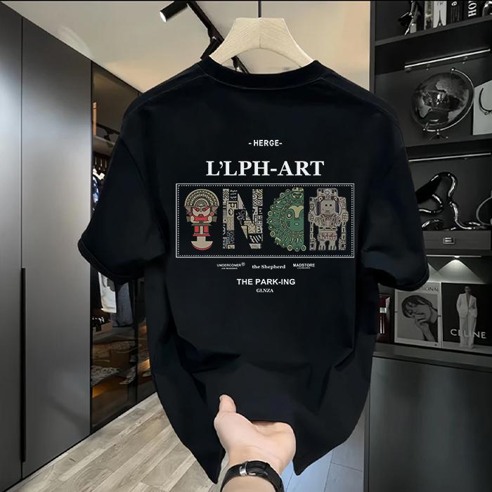 Product Introduction of 2024 Summer New Loose T-Shirt Trendy Printed Boys' Fashion Trendy Couple Comfortable Half Sleeve T-Shirt Casual Men'S Style Fabric Menswear Polyester Streetwear Top 19