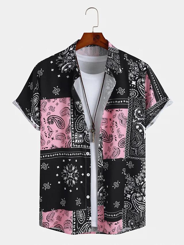 Product Introduction of Hot selling men's short sleeve shirt summer solid color lapel casual beach style streetwear 3