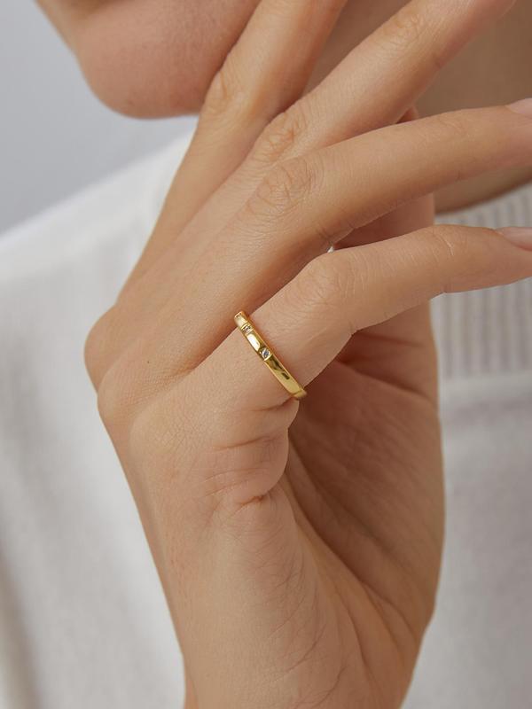 Women's Simple Plain Rhinestone Decorated Minimalist Ring, Fashion Accessories For Women & Girls, Casual Versatile Party Accessories 2
