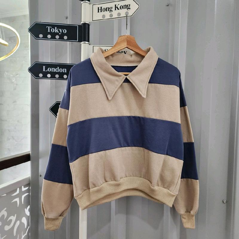 SWEATER KERAH BELANG WANITA OVERSIZE - SWEATER COLLAR KOREAN STYLE- CREWNECK WANITA OVERSIZE 5