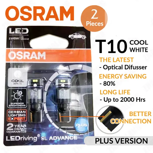 Lampu Kecil Senja Kota LED Mobil Osram T10 Genuine Putih 2980CW 2825DW 0