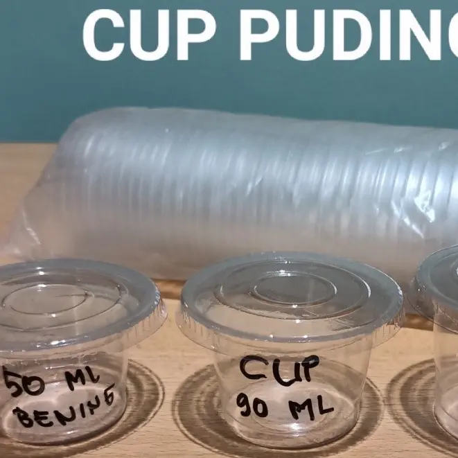 Cup Puding 50ml/90ml isi 50 pcs dgn tutup Cup jelly Puddiing