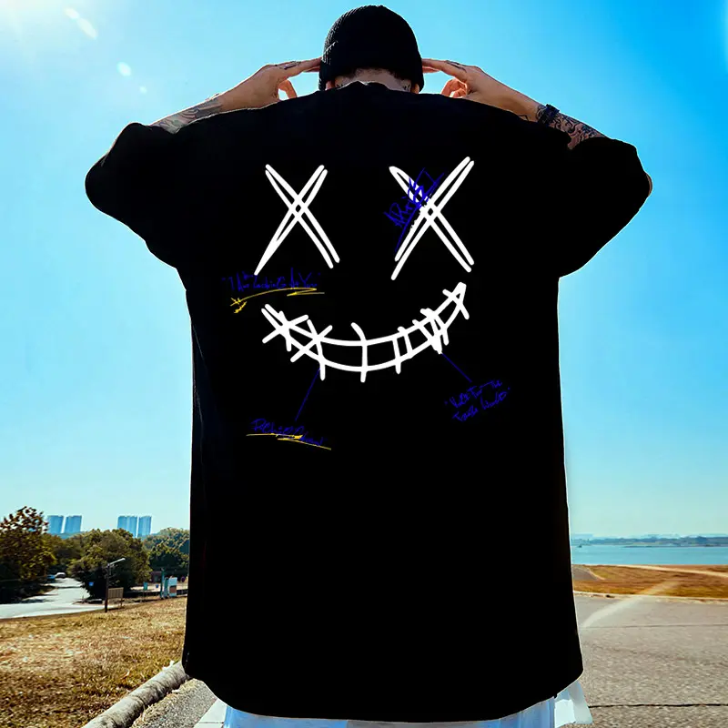 2025 American new short sleeve T-shirt men's and women's printed half sleeve round neck hip hop loose large size top tide