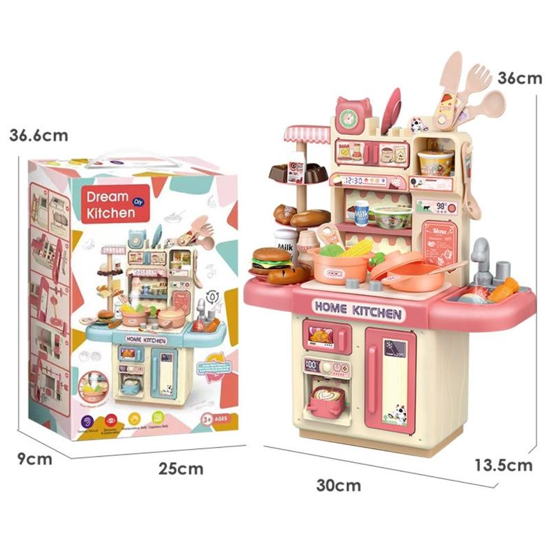  Bộ nấu ăn 2 tầng có phun khói và phụ kiện dễ thương - Đồ chơi nhập vai đầu bếp cho bé Toy 