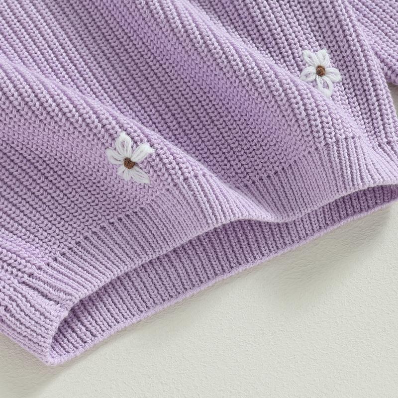 Product Introduction of Baby Girl Sweater, Long Sleeve Crew Neck Flower Winter Warm Knit Pullover Sweater Infant Clothes 54