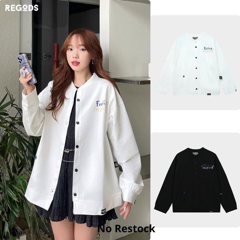  Áo khoác Jacket nút gài thêu REGODS form rộng unisex nam nữ  vải Nỉ PCG - Jacket pieces ss2 