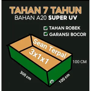 Terpal Kolam ikan A20 Hijau 3x1x1 / 1x3x1 / 300x100x100 / 100x300x100 kolam terpal murah