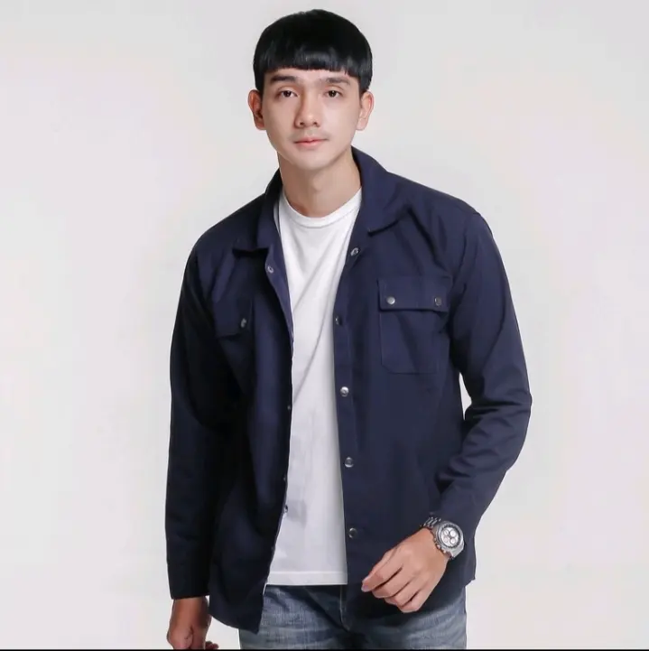 Trucker Jaket Pria Keren Canvas Size S - 3XL Semi Parka Kancing Lembut Hitam Panjang Casual Formal Distro Blazer Army 6