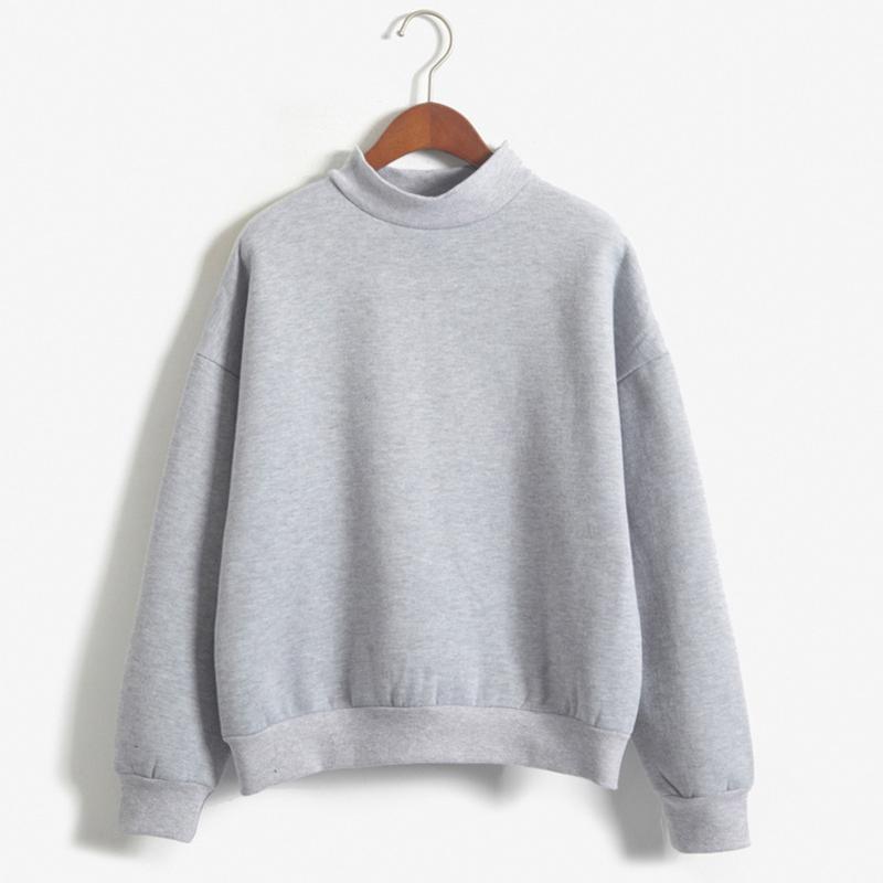 Product Introduction of Korean solid color fleece hoodie women's autumn and winter new baseball jacket student coat small high neck loose thick hoodie 26
