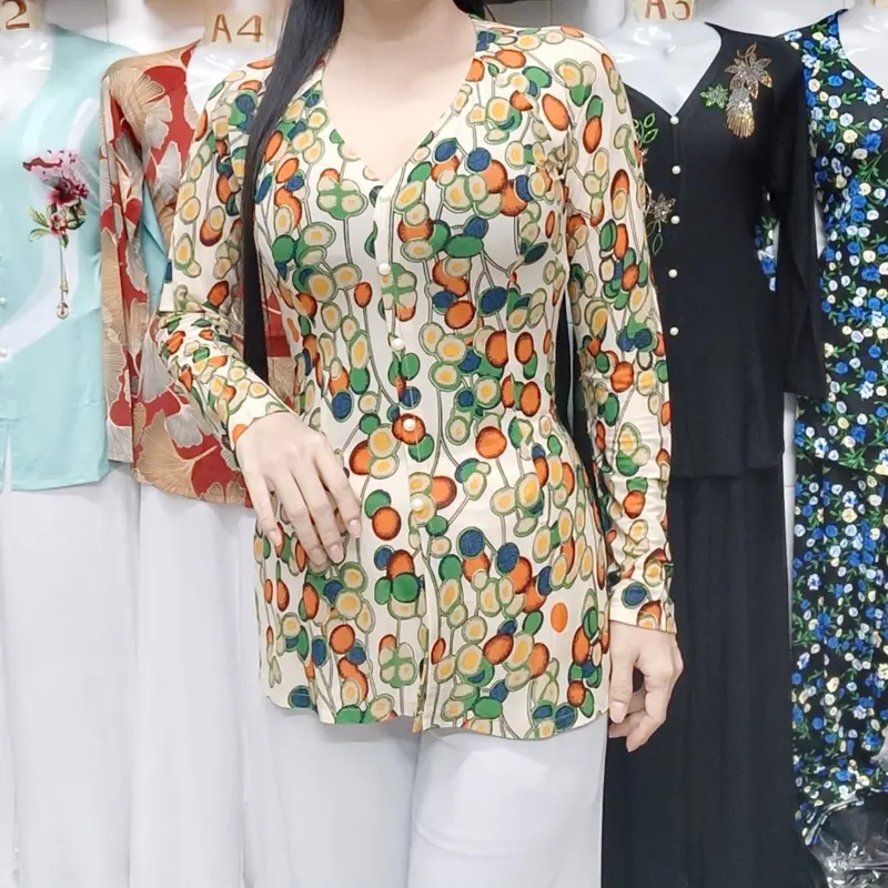 ÁO LẺ BÀ BA BÔNG thun giấy co giãn (KHÔNG KÈM QUẦN) MÃ 45,41,42,28,46,HOA VĂN mới,hoa cúc,chấm xanh/ Nữ Top 5