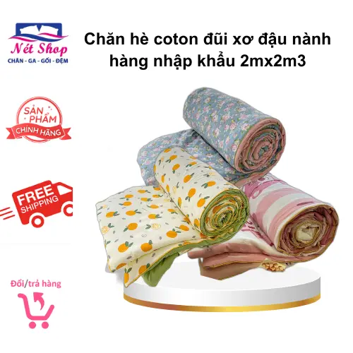 Chăn hè cotton đũi, bông xơ đậu nành 2mx2m3 hot hit
